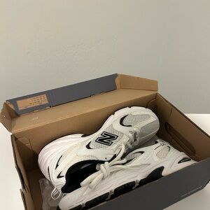 New Balance White and Black Sneakers with Breathable Mesh